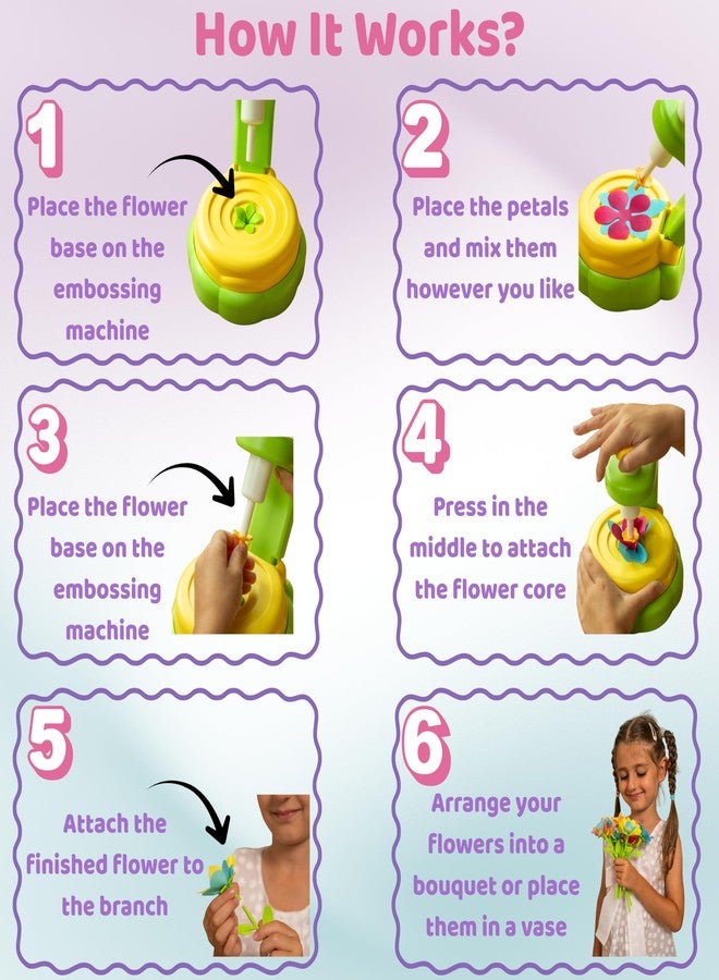 TOMLEON Fabric Flower Bouquet Craft Kit for Girls Ages 3+ - Create Reusable Fabric Flowers with Press Tool & Stems - Endless DIY Bouquets - No Glue, No Sewing - Perfect Creative Gift for Kids - Image 4